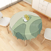 Lofaris Modern Green and Beige Stripe Round Tablecloth for Neutral Earth Tone Kitchen Dining Decor